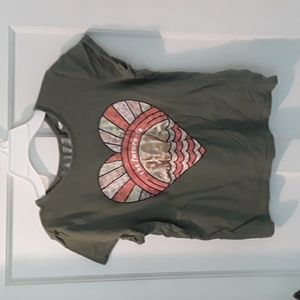 Old Navy Girls Cotton XXL (18) Olive Green Short Sleeve THE FUTURE IS BRIGHT T-S